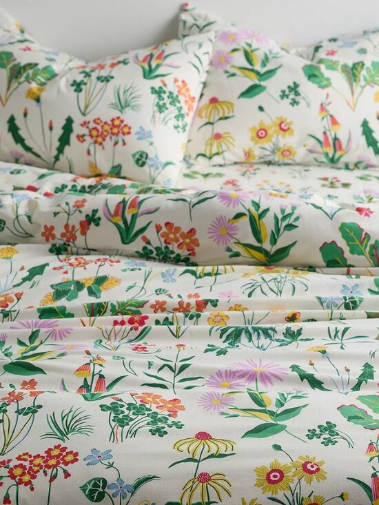 Amazon.com: YINFUNG Cotton Duvet Cover Set White Queen  Flori Wildflower Cotton Poly White Floral Full/Queen Duvet Cover w. Pillows Set